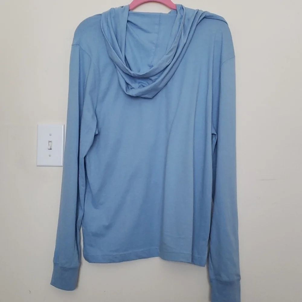 Unisex Hooded Light Blue Long Sleeve Top - Picture 8 of 13